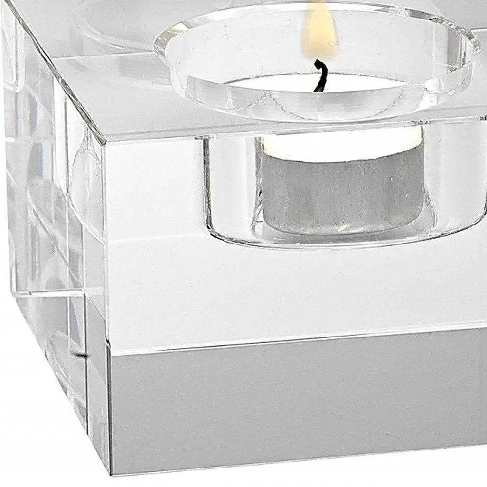 Hand Crafted Crystal Block Pair Of Tlite Holders - NOBLE HOME INTERIORS