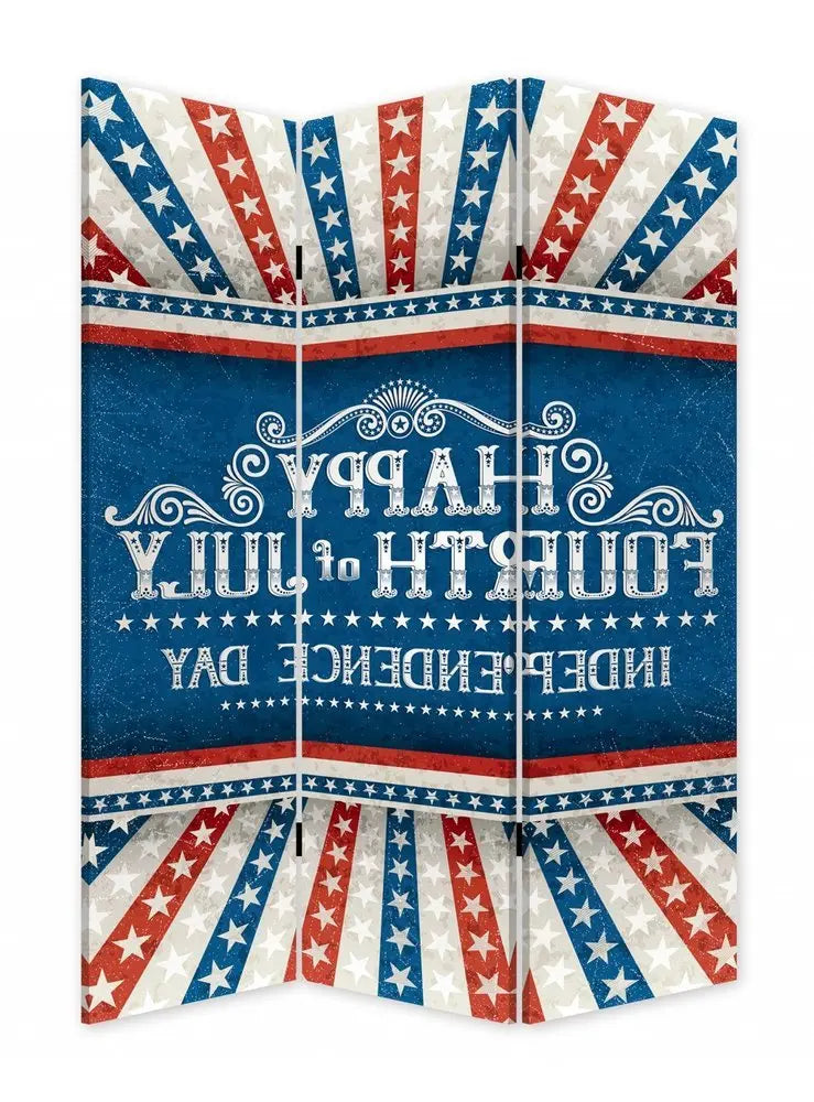 Happy 4th of July Three Panel Room Divider Screen - NOBLE HOME INTERIORS