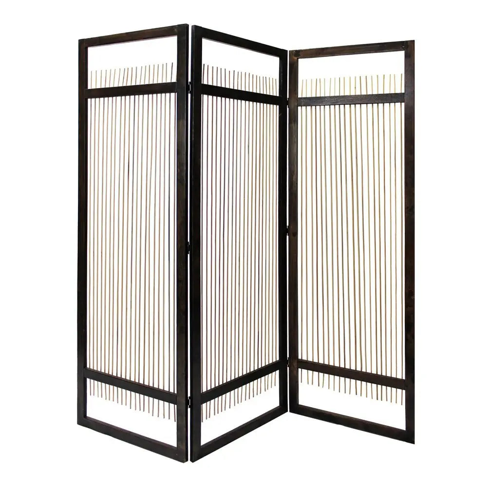 Light and Dark Rattan Three Panel Room Divider Screen - NOBLE HOME INTERIORS