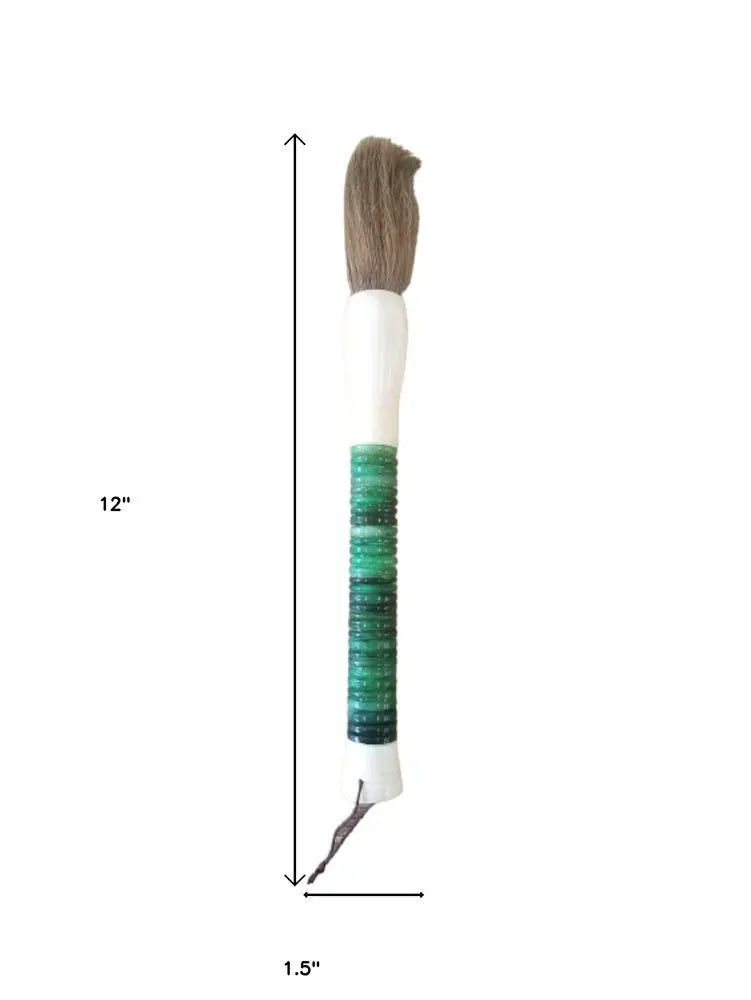 Light Green Jade Abacus Disc Decorative Calligraphy Brush - NOBLE HOME INTERIORS