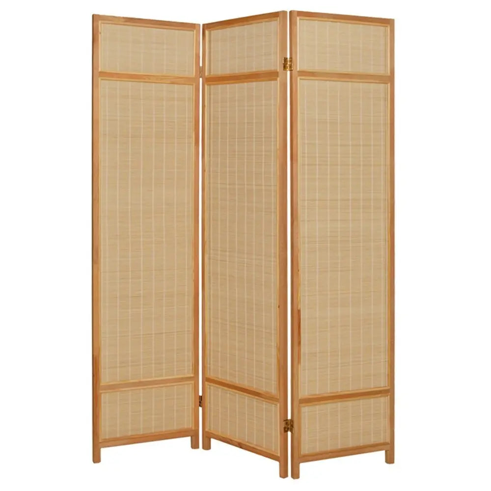 Natural Brown Bamboo Three Panel Room Divider Screen - NOBLE HOME INTERIORS