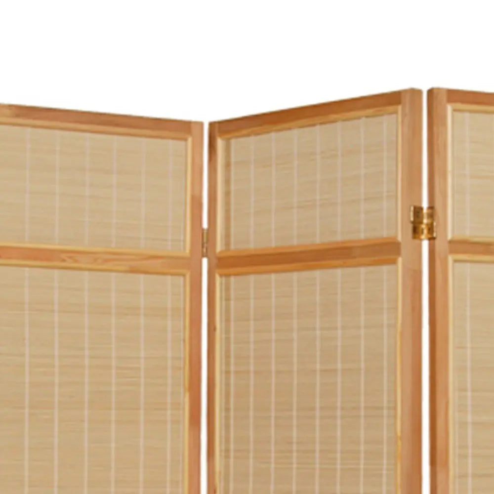 Natural Brown Bamboo Three Panel Room Divider Screen - NOBLE HOME INTERIORS