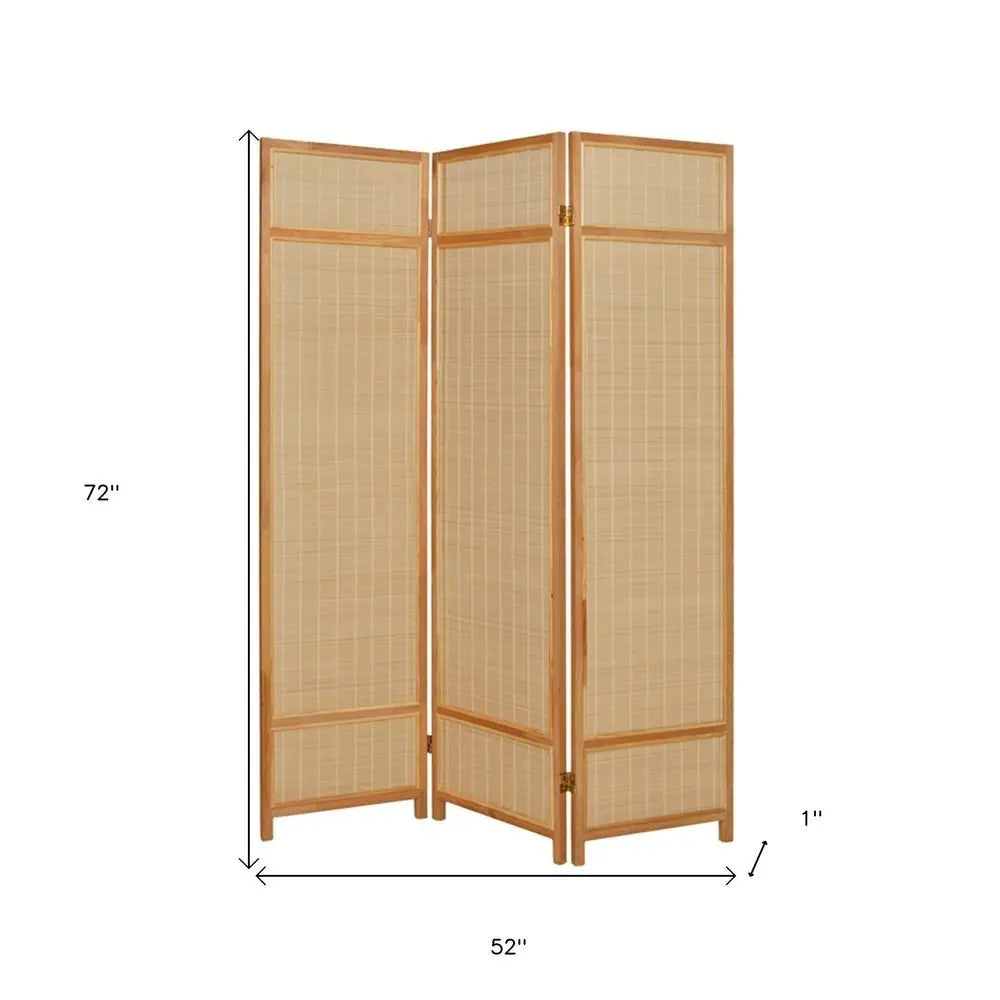 Natural Brown Bamboo Three Panel Room Divider Screen - NOBLE HOME INTERIORS