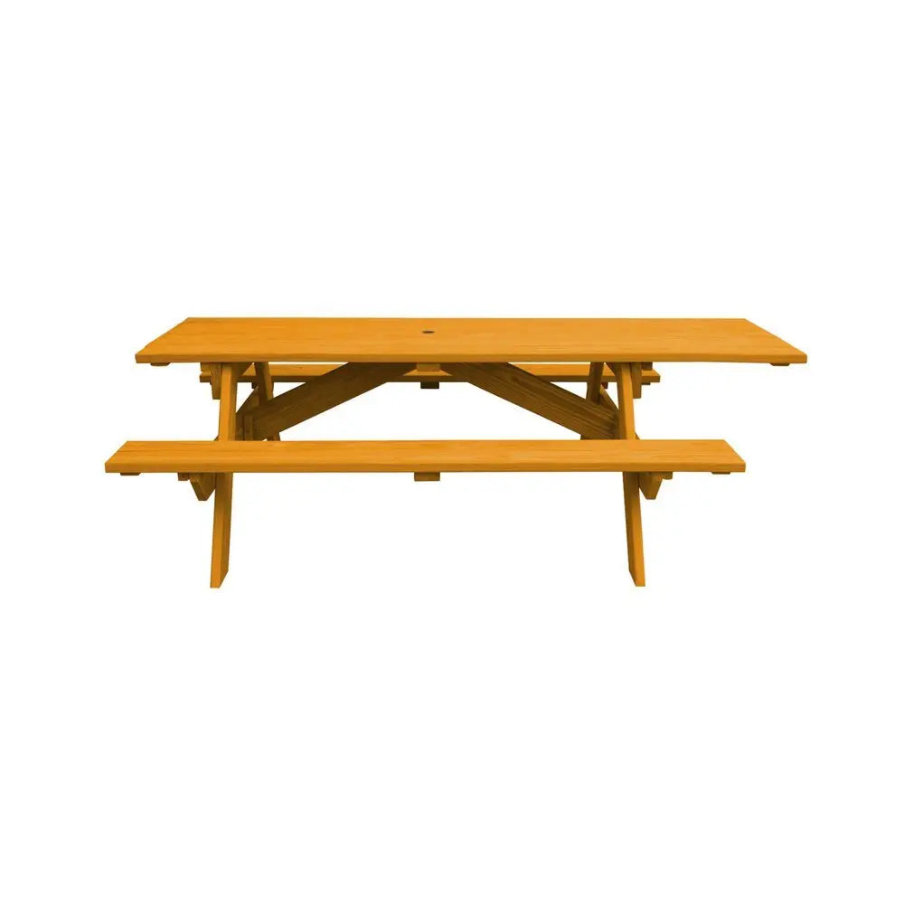 Natural Solid Wood Outdoor Picnic Table Umbrella Hole - NOBLE HOME INTERIORS