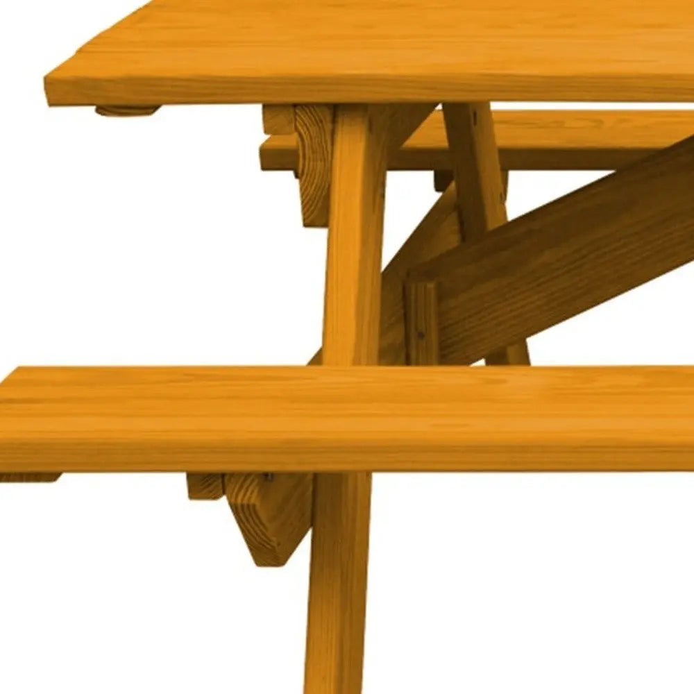 Natural Solid Wood Outdoor Picnic Table Umbrella Hole - NOBLE HOME INTERIORS