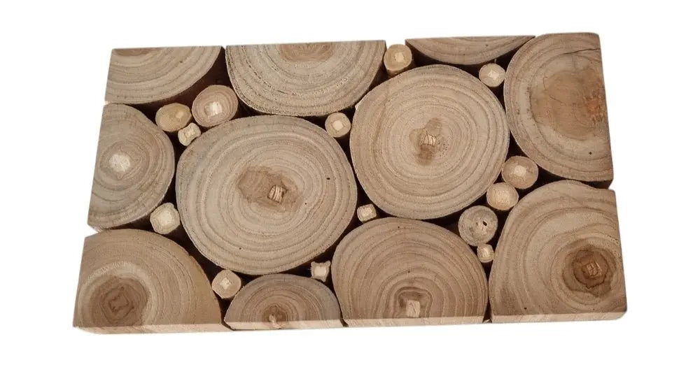 Natural Tree Stump Slice Teak Reclaimed Wood Decorative Wall Panels - NOBLE HOME INTERIORS