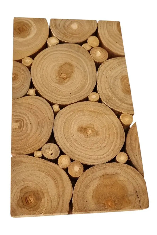 Natural Tree Stump Slice Teak Reclaimed Wood Decorative Wall Panels - NOBLE HOME INTERIORS