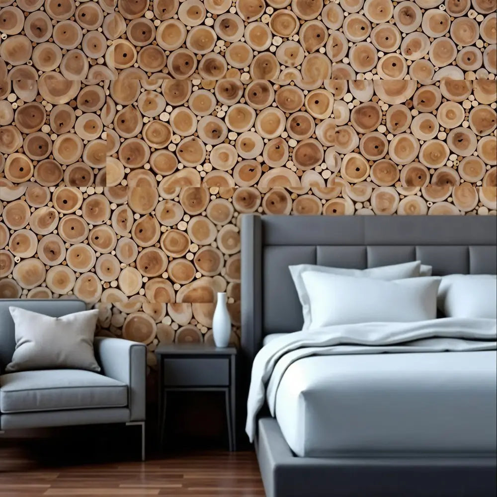 Natural Tree Stump Slice Teak Reclaimed Wood Decorative Wall Panels - NOBLE HOME INTERIORS