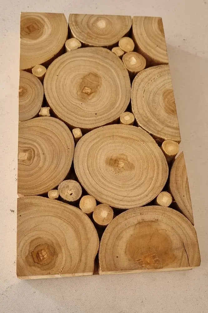 Natural Tree Stump Slice Teak Reclaimed Wood Decorative Wall Panels - NOBLE HOME INTERIORS
