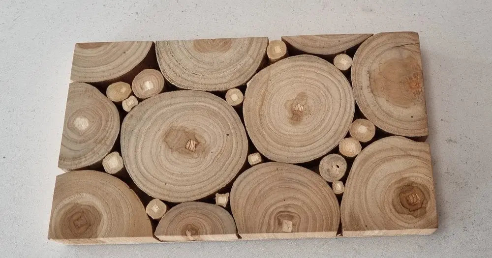 Natural Tree Stump Slice Teak Reclaimed Wood Decorative Wall Panels - NOBLE HOME INTERIORS