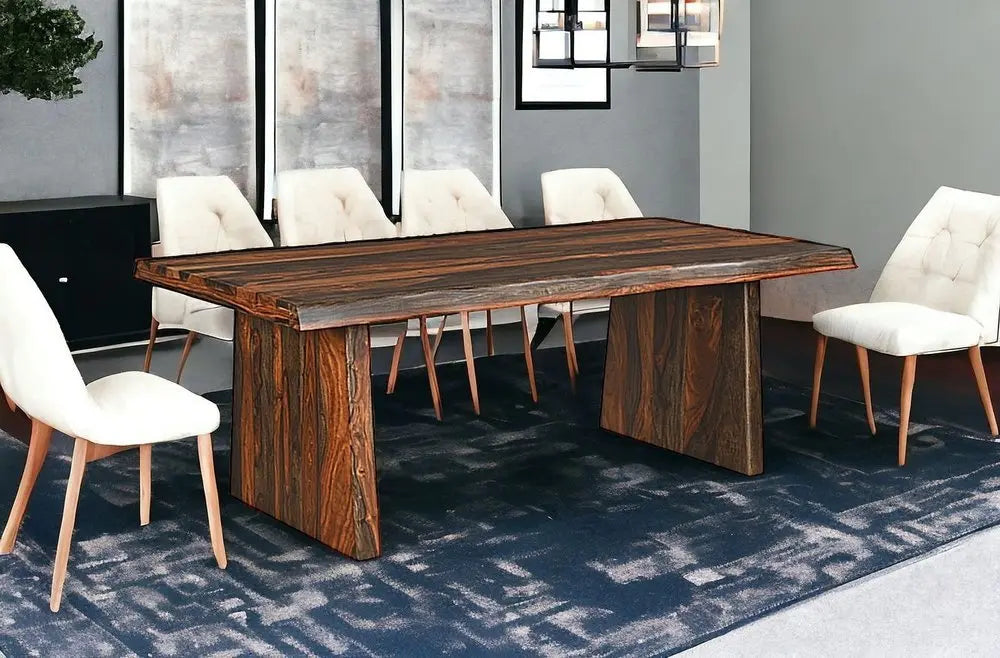 Nine Piece Brown Solid Wood Dining Set with Eight Chairs - NOVA HOME FURNITURE