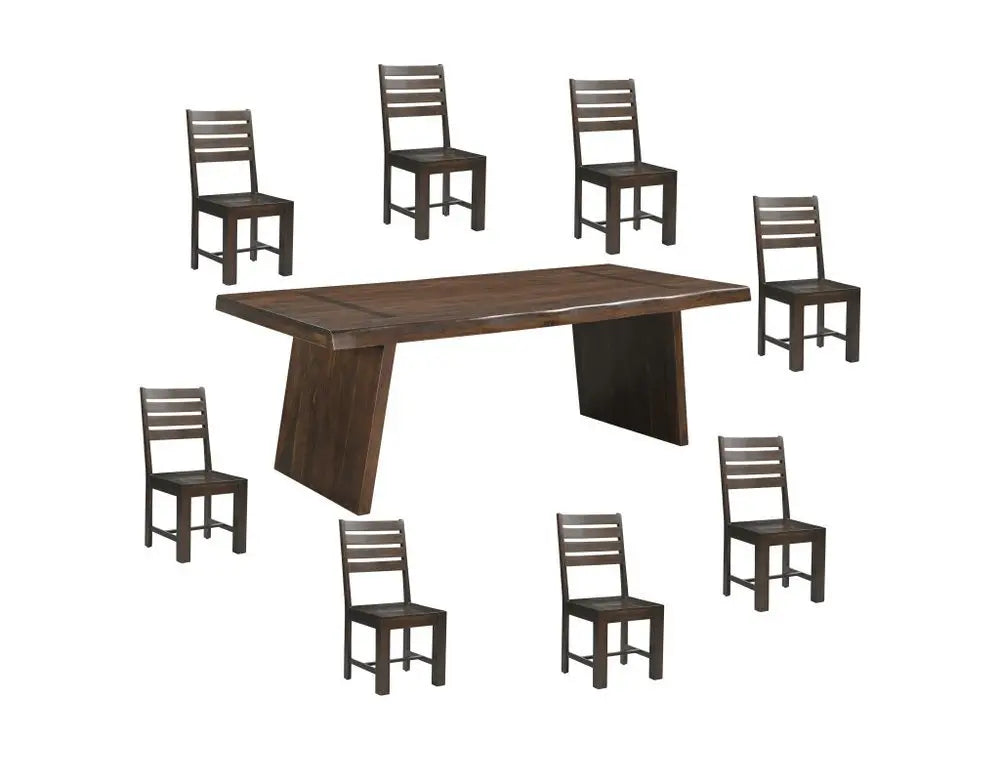 Nine Piece Brown Solid Wood Dining Set with Eight Chairs - NOVA HOME FURNITURE