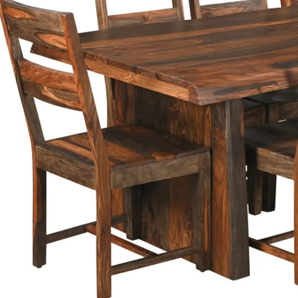 Nine Piece Brown Solid Wood Dining Set with Eight Chairs - NOVA HOME FURNITURE