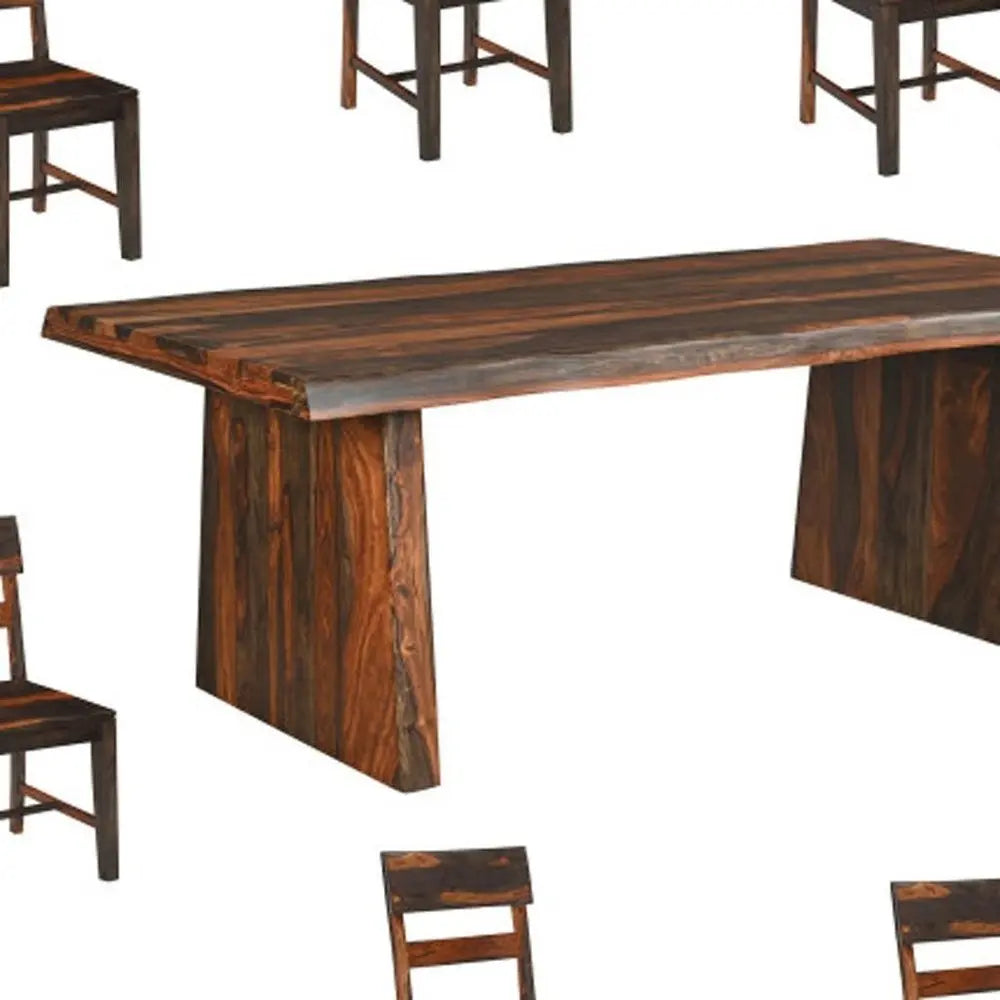 Nine Piece Brown Solid Wood Dining Set with Eight Chairs and One Bench - NOVA HOME FURNITURE