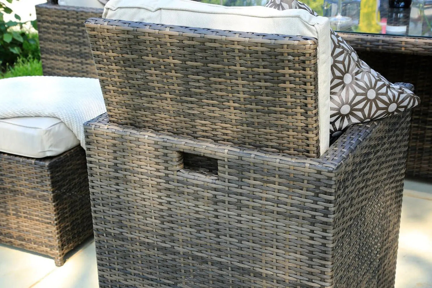 Nine Piece Clear and Gray Glass Dining Set - NOBLE HOME INTERIORS