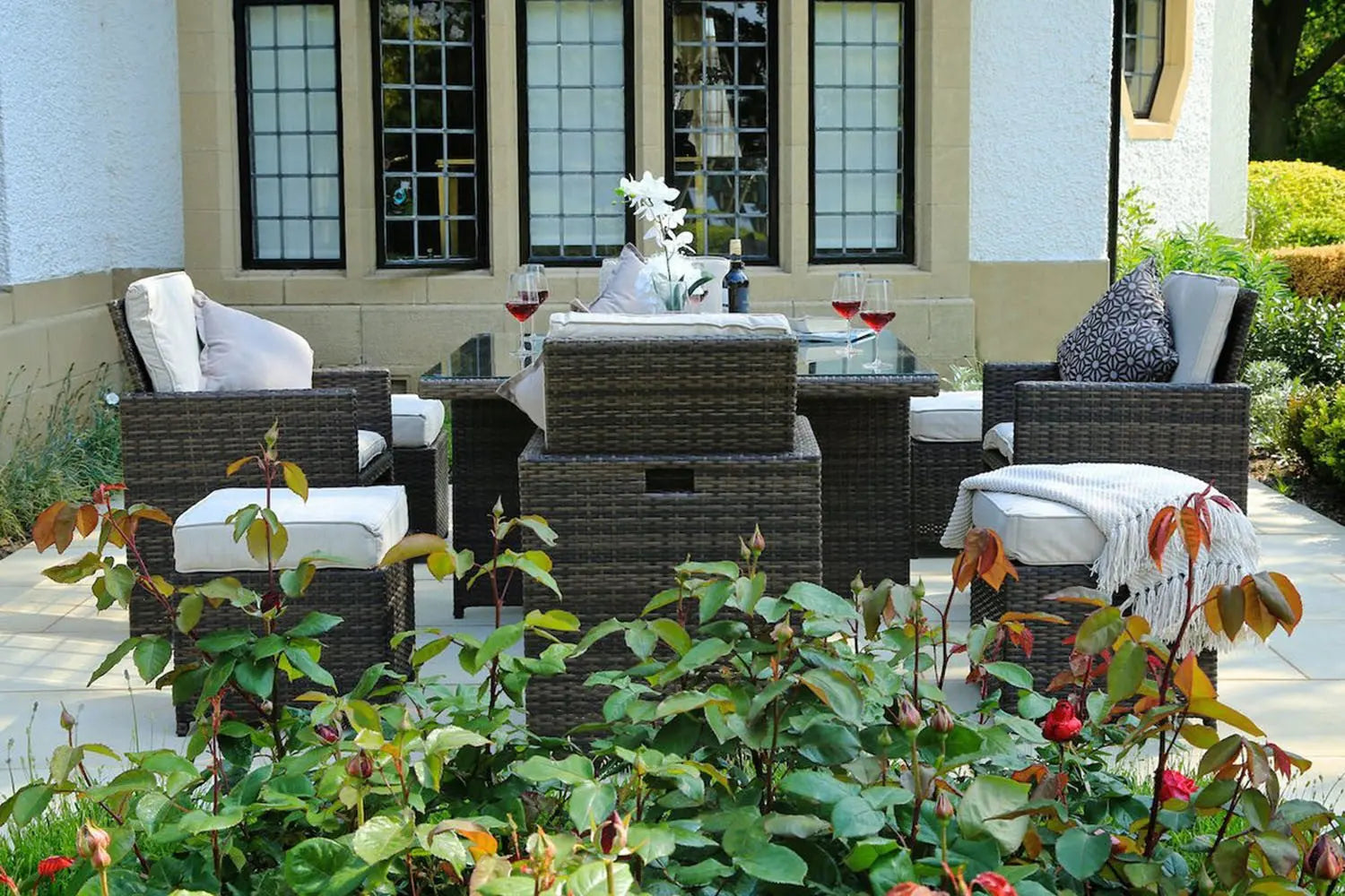 Nine Piece Clear and Gray Glass Dining Set - NOBLE HOME INTERIORS