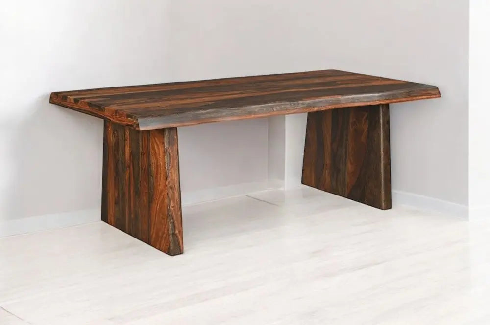 Nine Piece Dark Brown Solid Wood Dining Set with Eight Chairs - NOVA HOME FURNITURE