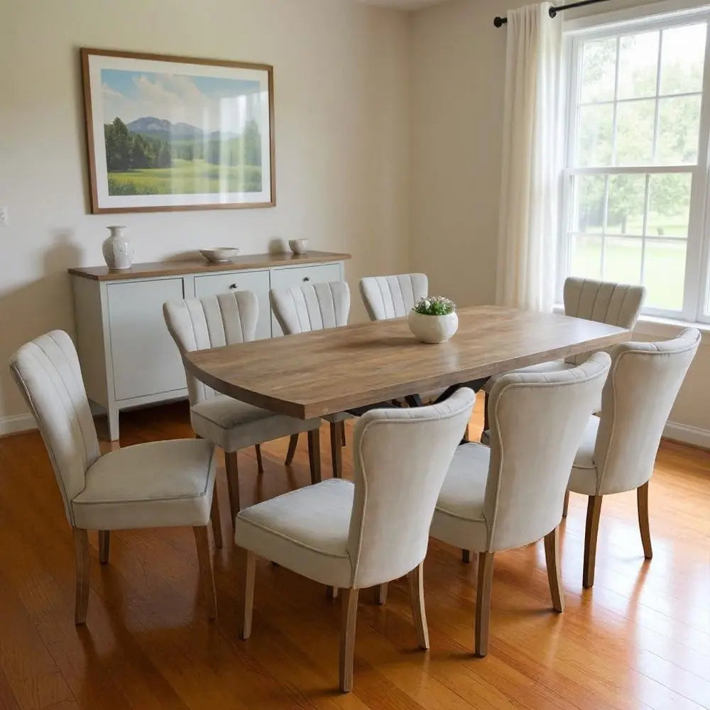 Nine Piece Gray and Black Solid Wood Dining Set with Eight Chairs - NOVA HOME FURNITURE