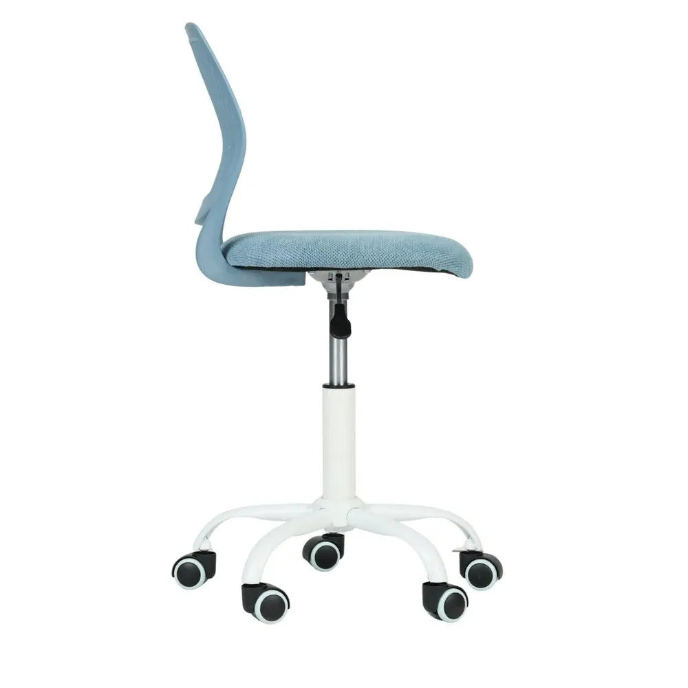 Pale Blue and White Adjustable Height Swivel Rolling Office Chair - NOBLE HOME INTERIORS