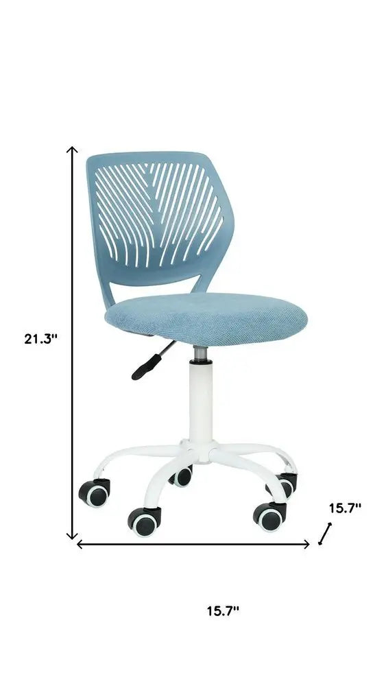 Pale Blue and White Adjustable Height Swivel Rolling Office Chair - NOBLE HOME INTERIORS
