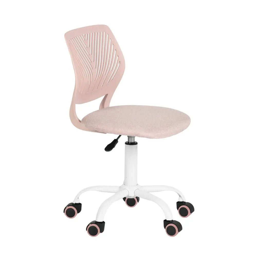 Pale Pink and White Adjustable Height Swivel Rolling Office Chair HomeRoots