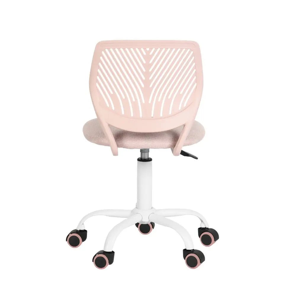 Pale Pink and White Adjustable Height Swivel Rolling Office Chair HomeRoots