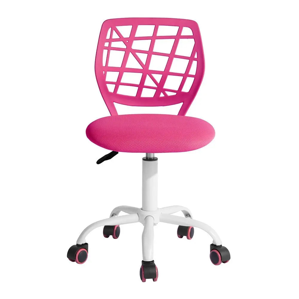 Pink and White Adjustable Height Swivel Rolling Office Chair - NOBLE HOME INTERIORS