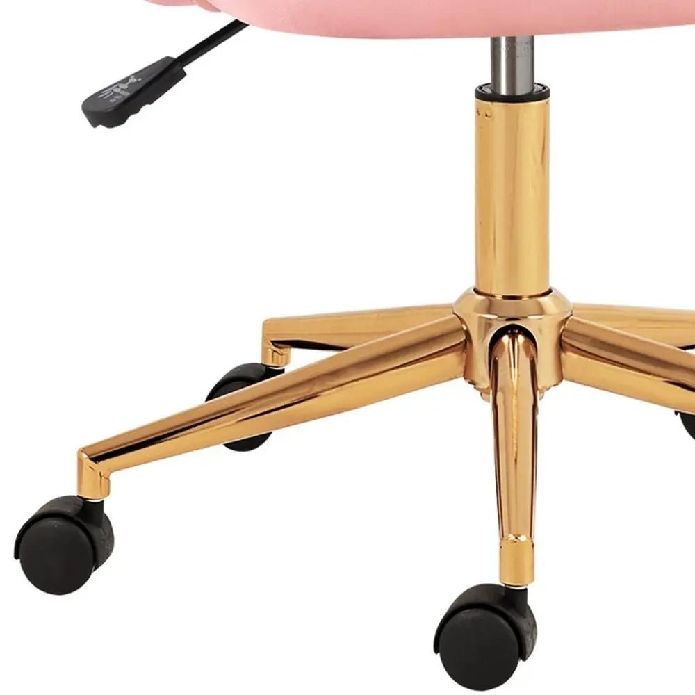 Pink Baby Pink and Gold Adjustable Height Swivel Rolling Office Chair HomeRoots