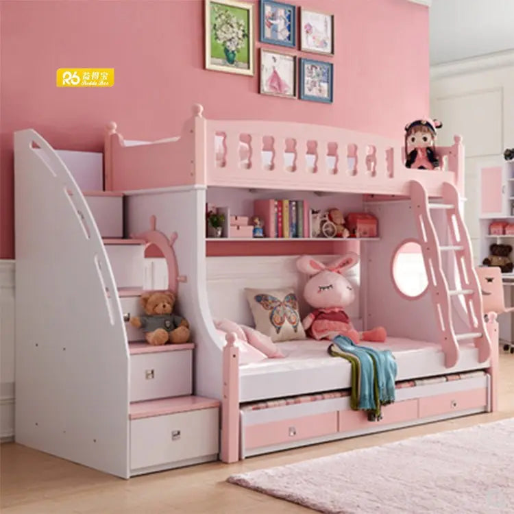 Pink Girl Princess Children Bunk Soft Beds Kids Furniture Sets - NOVA - HOME - FURNITURE