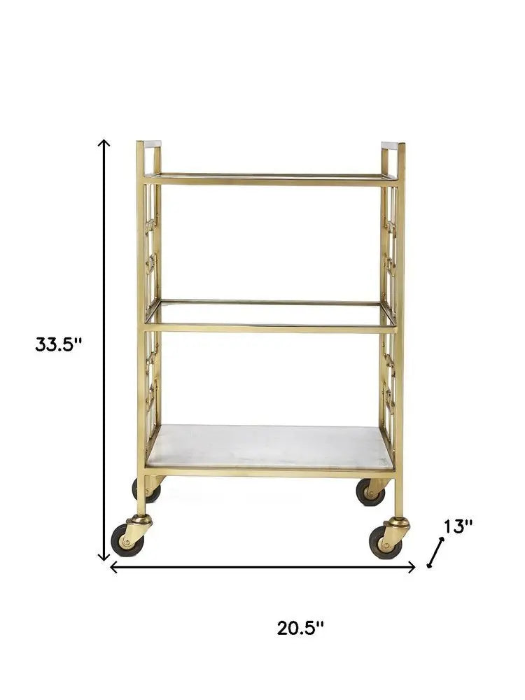 Polished Gold Bar Cart - NOBLE HOME INTERIORS