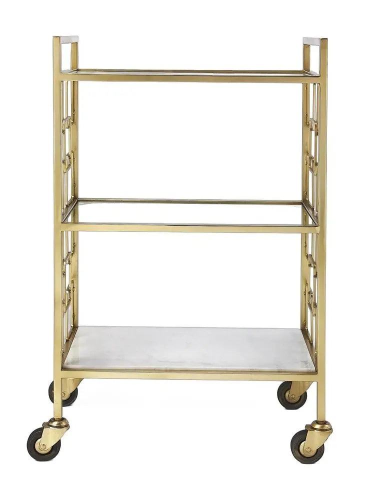 Polished Gold Bar Cart - NOBLE HOME INTERIORS