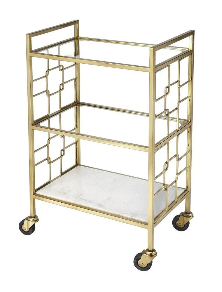 Polished Gold Bar Cart - NOBLE HOME INTERIORS