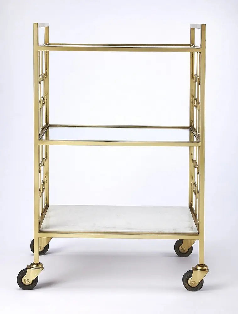 Polished Gold Bar Cart - NOBLE HOME INTERIORS