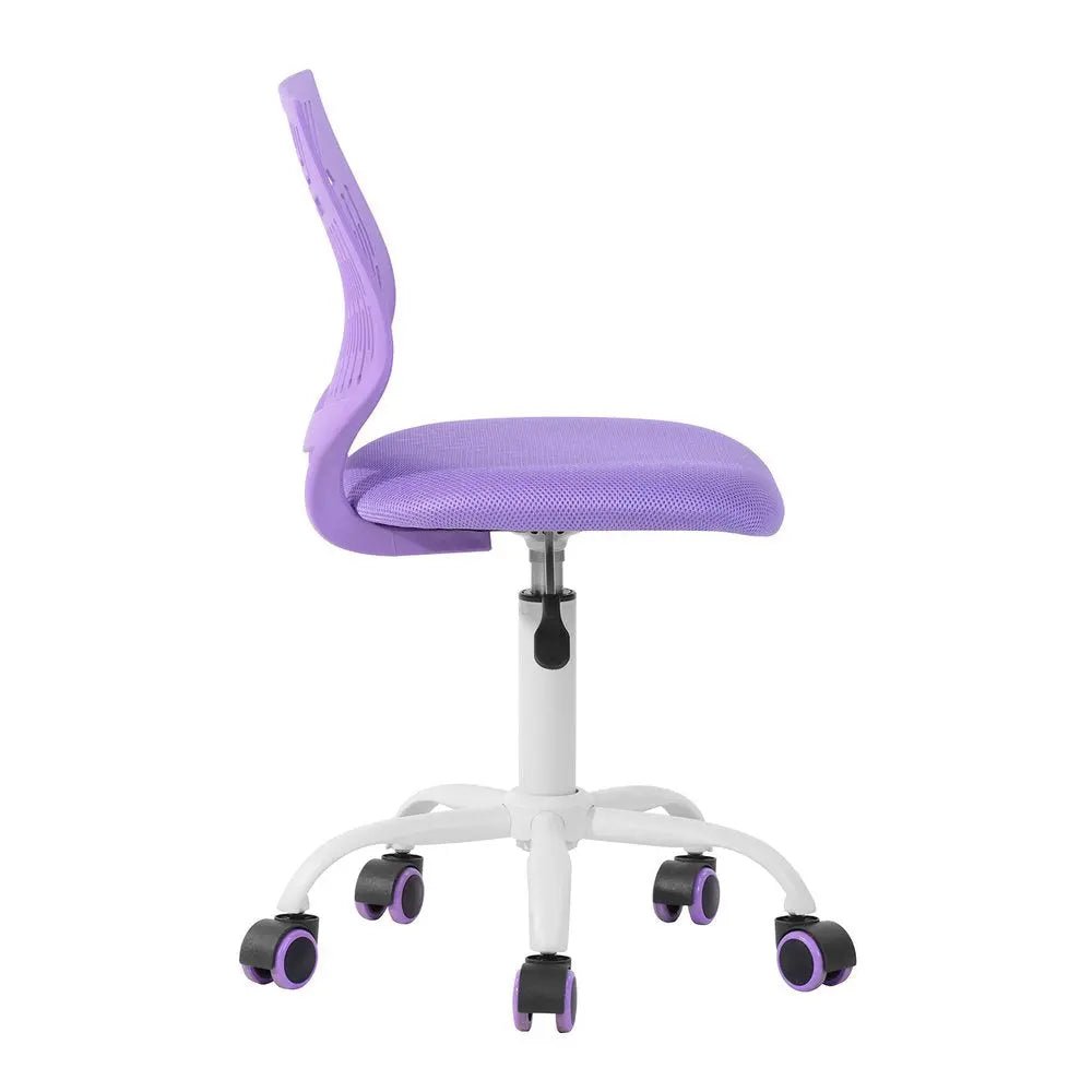 Purple and White Adjustable Height Swivel Rolling Office Chair HomeRoots