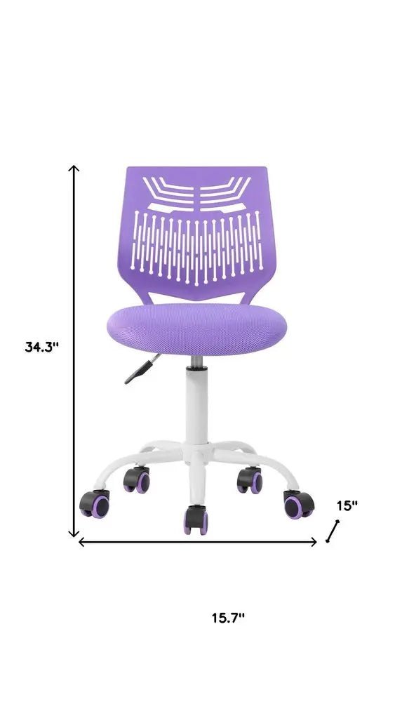 Purple and White Adjustable Height Swivel Rolling Office Chair HomeRoots