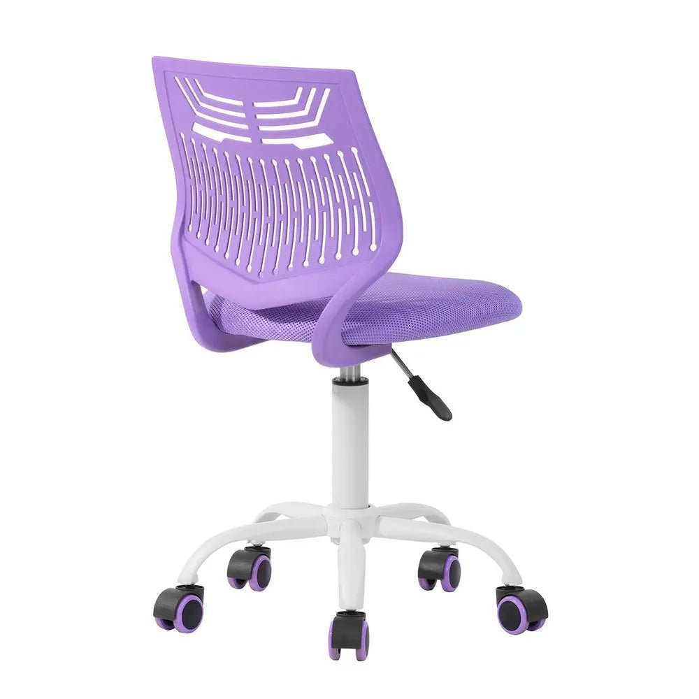 Purple and White Adjustable Height Swivel Rolling Office Chair HomeRoots