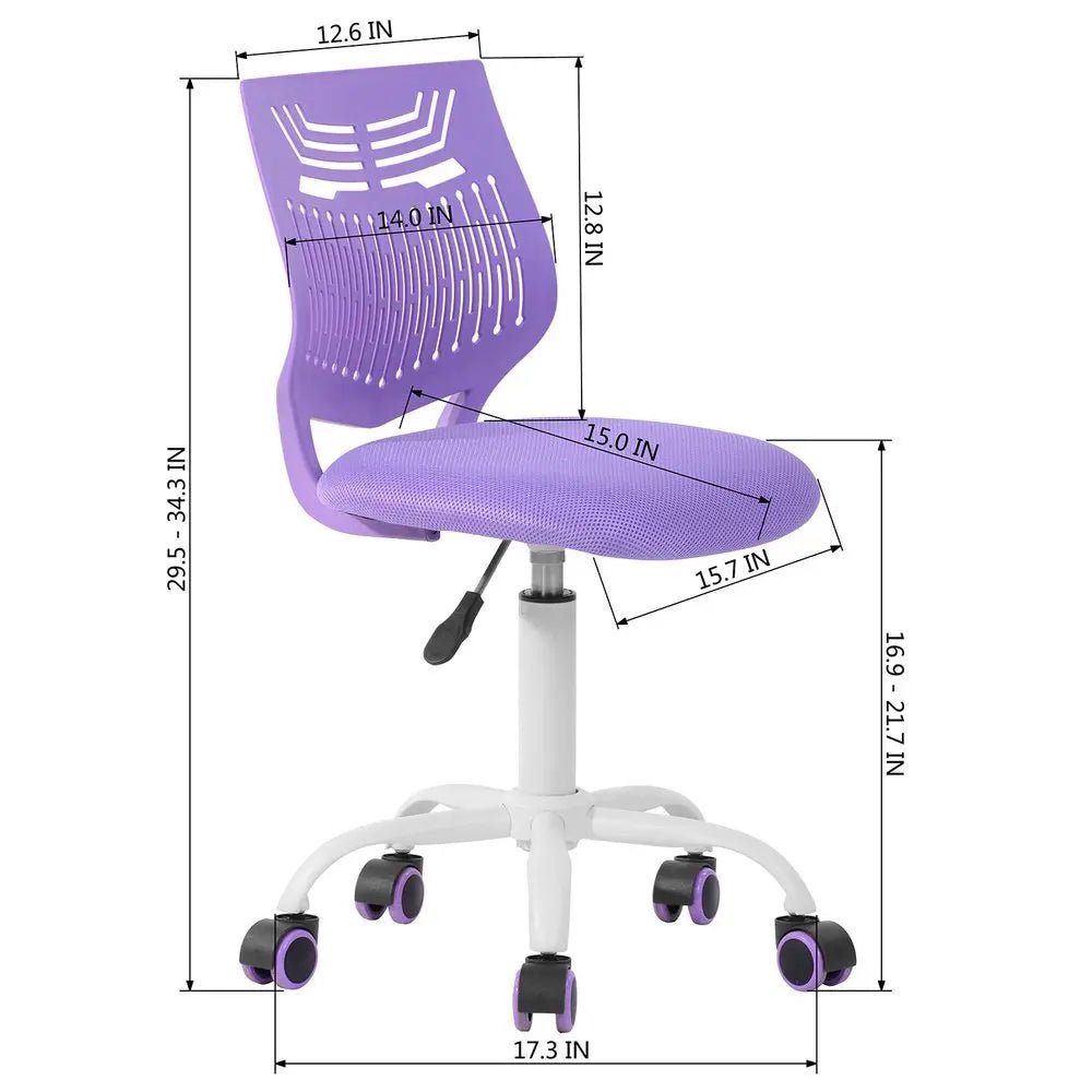 Purple and White Adjustable Height Swivel Rolling Office Chair HomeRoots
