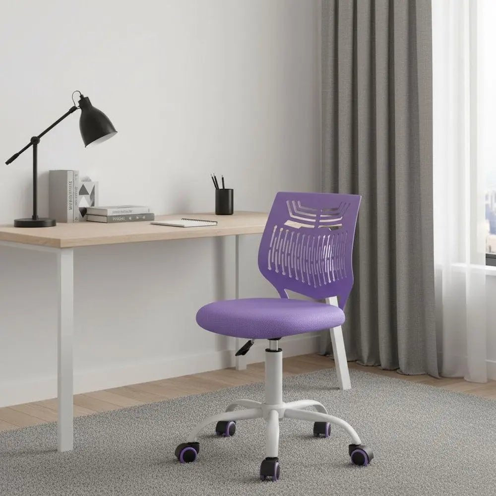 Purple and White Adjustable Height Swivel Rolling Office Chair HomeRoots