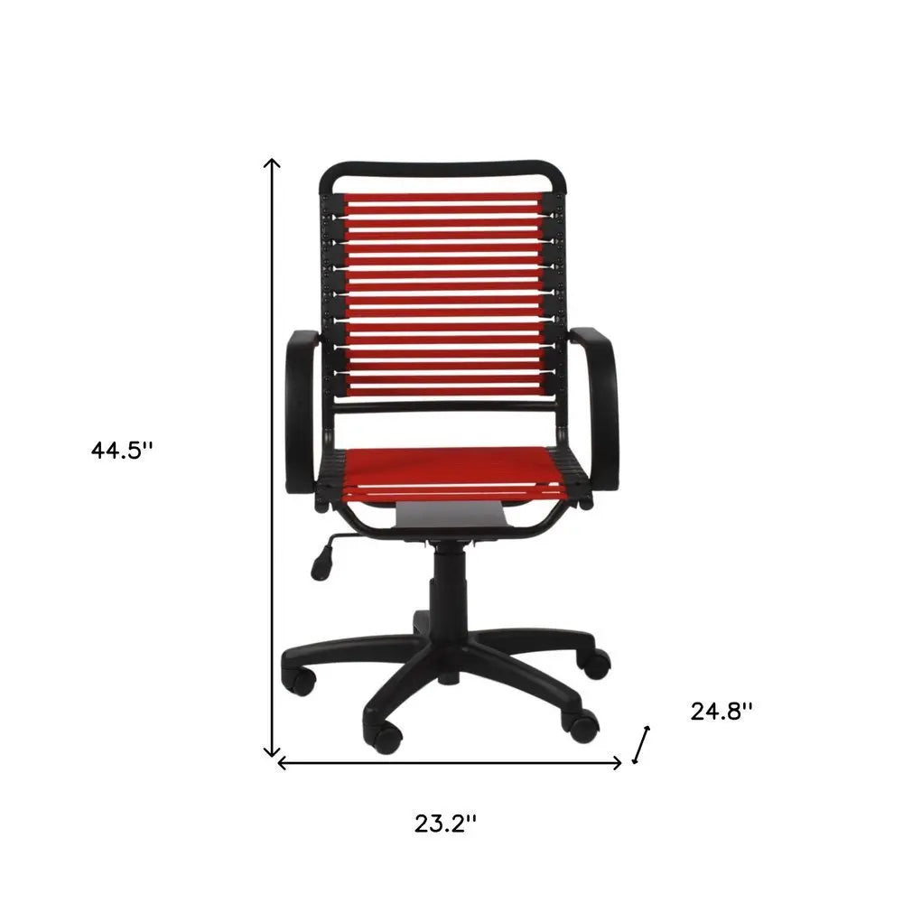 Red and Black Adjustable Swivel Bungee Rolling Office Chair - NOBLE HOME INTERIORS