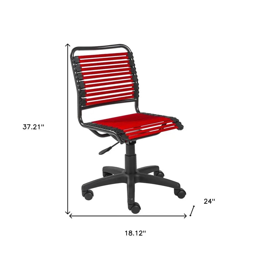 Red and Black Adjustable Swivel Bungee Rolling Office Chair HomeRoots