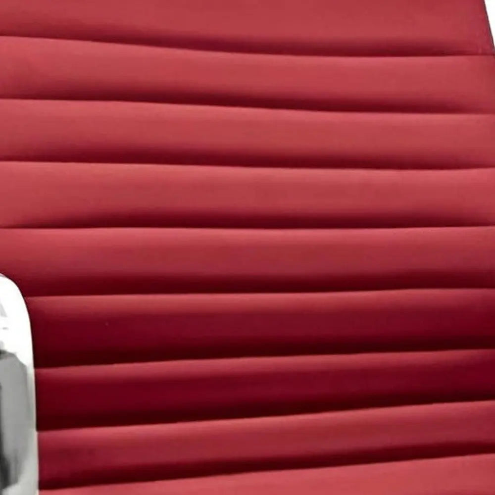 Red and Silver Faux Leather Adjustable Height Swivel Rolling Office Chair - NOBLE HOME INTERIORS