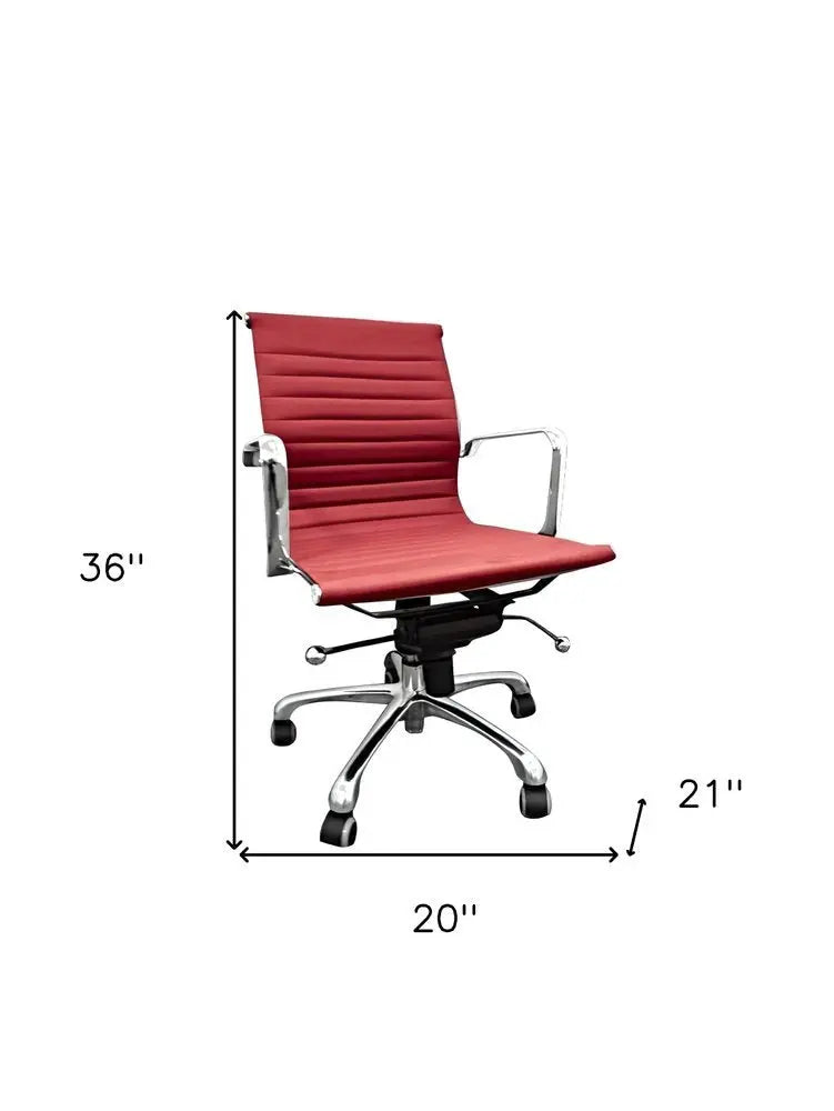 Red and Silver Faux Leather Adjustable Height Swivel Rolling Office Chair - NOBLE HOME INTERIORS