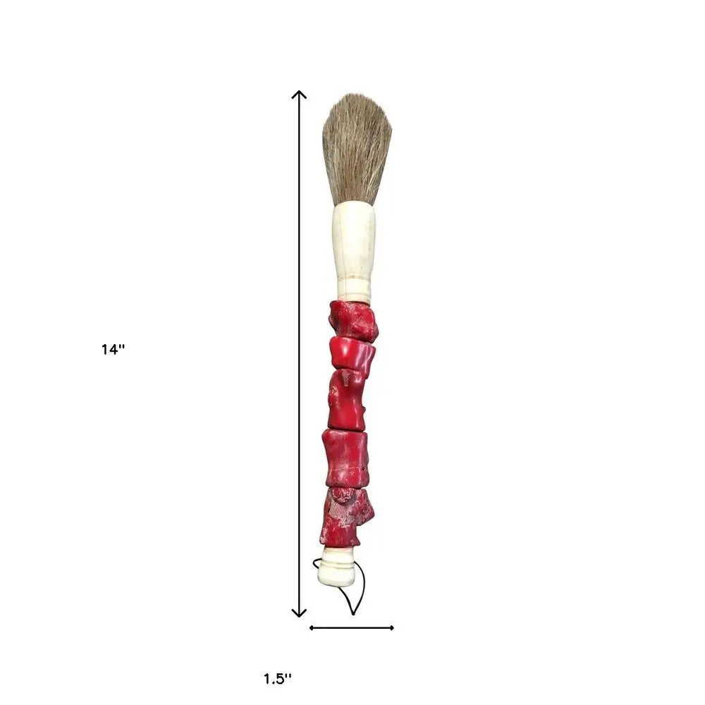 Red Chunky Coral Decorative Calligraphy Brush - NOBLE HOME INTERIORS