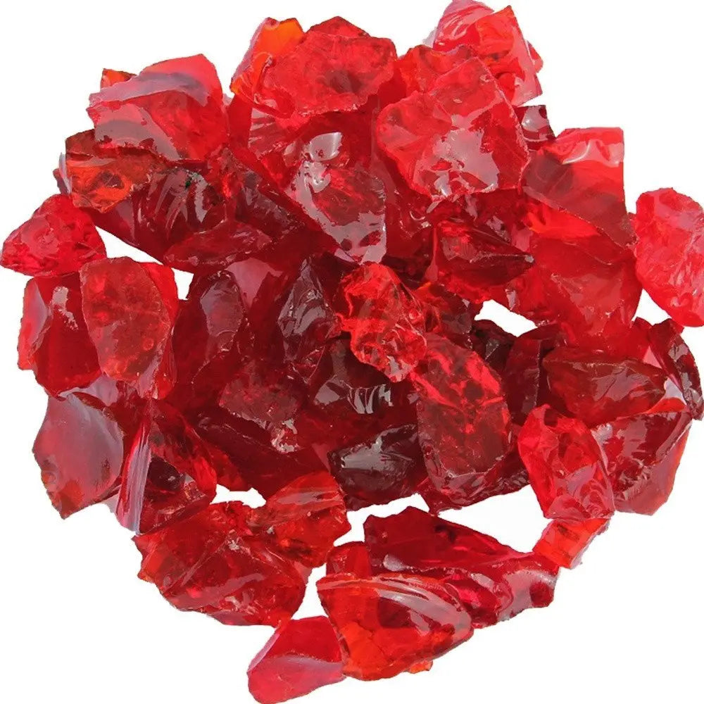 Red Round Reflective Fire Pit Glass - NOBLE HOME INTERIORS