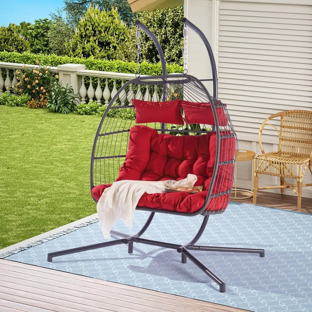 Red Solid Color Double Swing Chair - NOBLE HOME INTERIORS