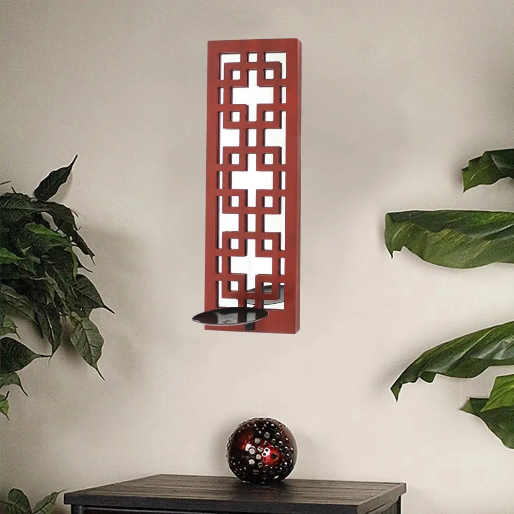 Red Wood Hanging Dimensional Sculpture - NOBLE HOME INTERIORS