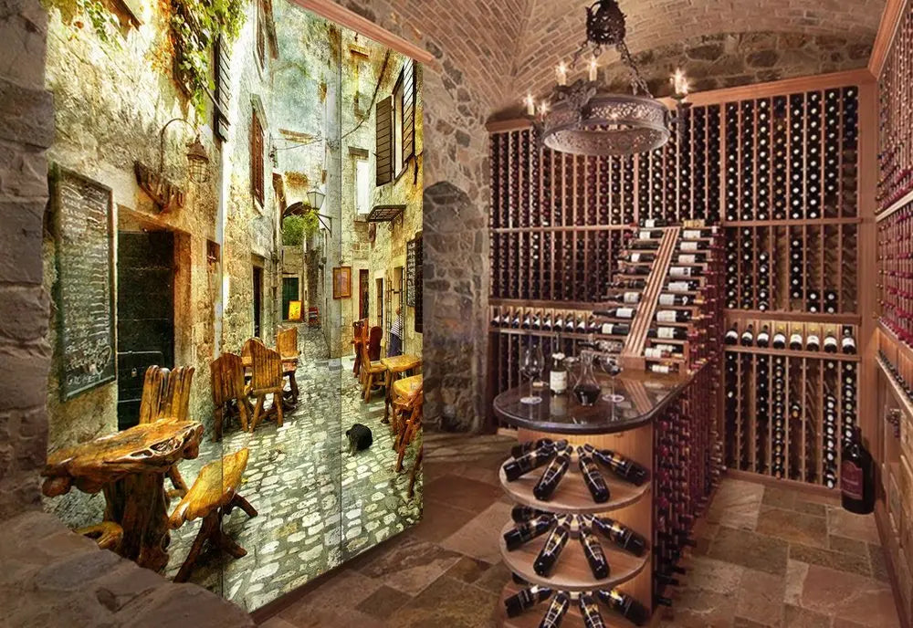 Romantic European Street Three Panel Room Divider Screen - NOBLE HOME INTERIORS