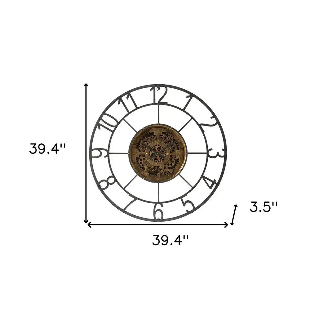 Round Decorative Gear Iron Wall Clock - NOBLE HOME INTERIORS