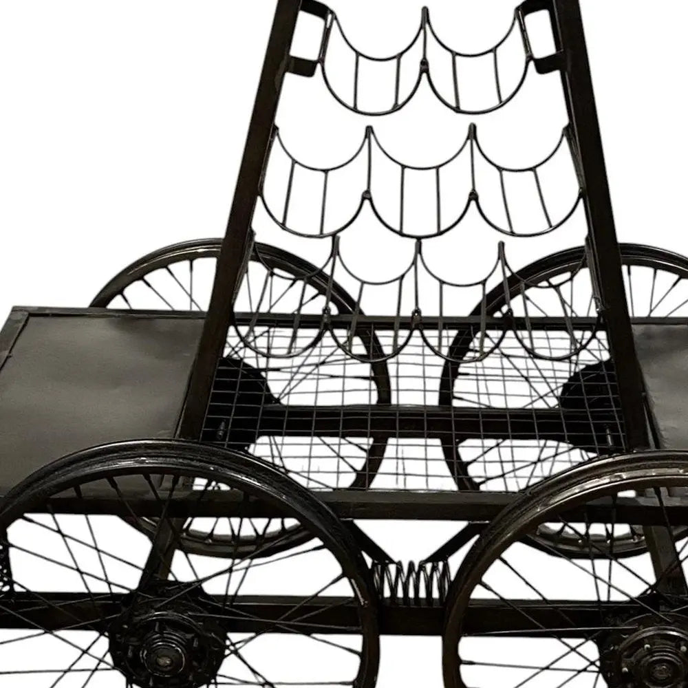 Rustic Black Rail Car Bar Cart HomeRoots