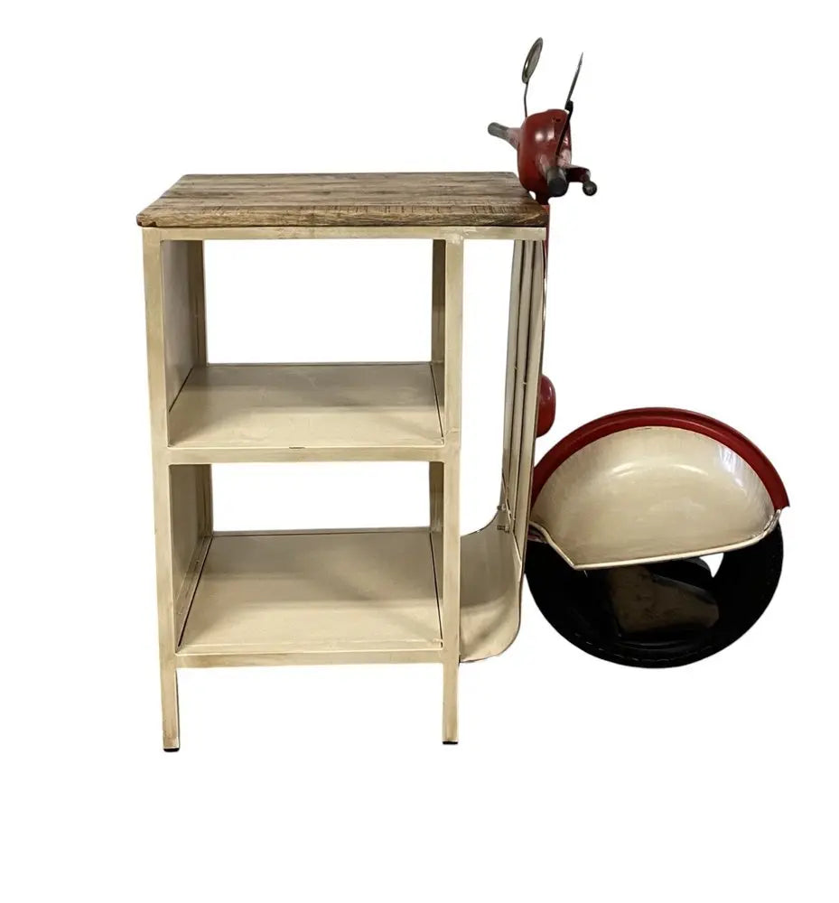 Rustic Red And Vanilla Scooter Cabinet - NOBLE HOME INTERIORS